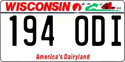 WI license plate 194ODI
