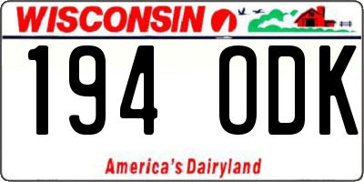 WI license plate 194ODK