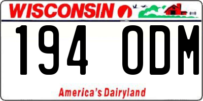 WI license plate 194ODM