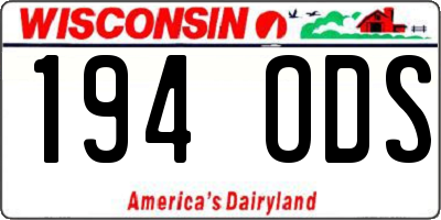 WI license plate 194ODS