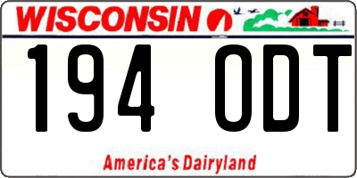 WI license plate 194ODT
