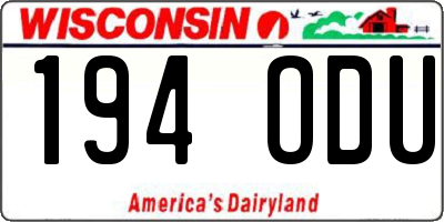 WI license plate 194ODU