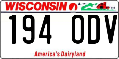 WI license plate 194ODV