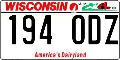 WI license plate 194ODZ