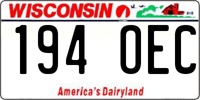 WI license plate 194OEC