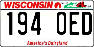WI license plate 194OED