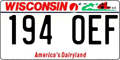 WI license plate 194OEF