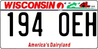 WI license plate 194OEH