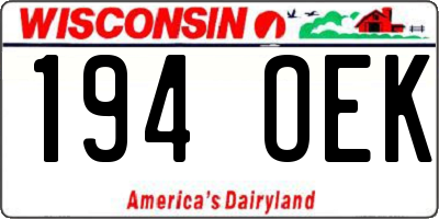WI license plate 194OEK