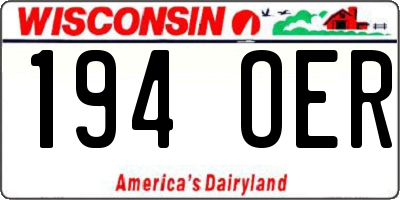WI license plate 194OER