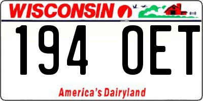 WI license plate 194OET