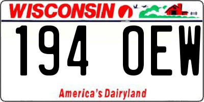 WI license plate 194OEW