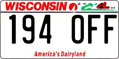 WI license plate 194OFF