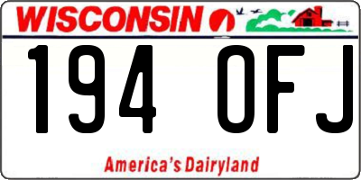 WI license plate 194OFJ