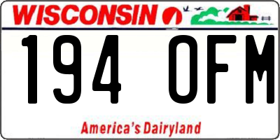 WI license plate 194OFM