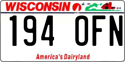 WI license plate 194OFN