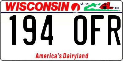 WI license plate 194OFR
