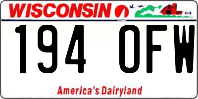 WI license plate 194OFW