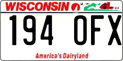 WI license plate 194OFX