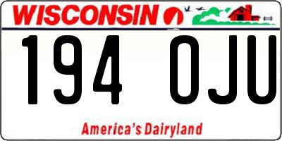 WI license plate 194OJU