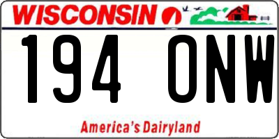 WI license plate 194ONW