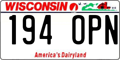 WI license plate 194OPN