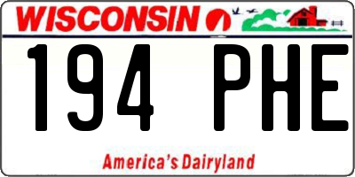 WI license plate 194PHE
