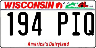 WI license plate 194PIQ