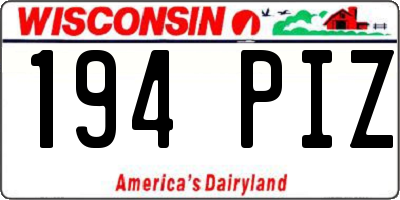 WI license plate 194PIZ