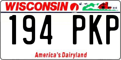 WI license plate 194PKP