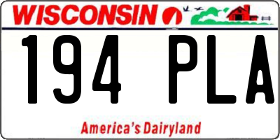 WI license plate 194PLA