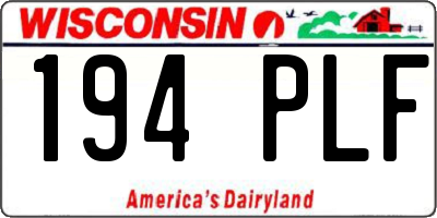 WI license plate 194PLF