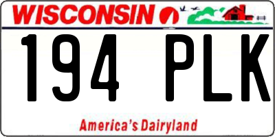 WI license plate 194PLK
