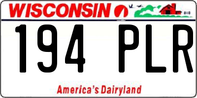 WI license plate 194PLR