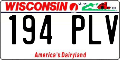 WI license plate 194PLV