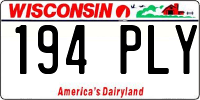 WI license plate 194PLY