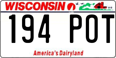 WI license plate 194POT