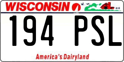 WI license plate 194PSL