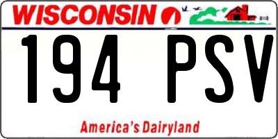 WI license plate 194PSV