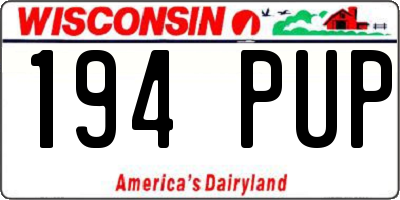 WI license plate 194PUP