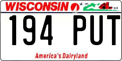 WI license plate 194PUT