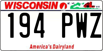 WI license plate 194PWZ