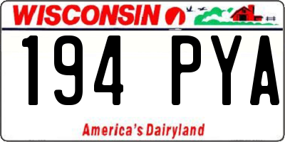 WI license plate 194PYA