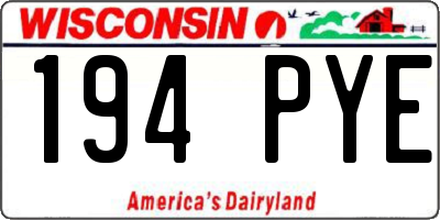 WI license plate 194PYE