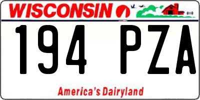 WI license plate 194PZA