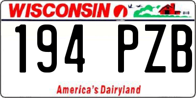 WI license plate 194PZB