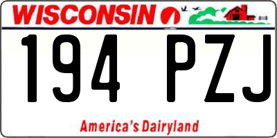 WI license plate 194PZJ