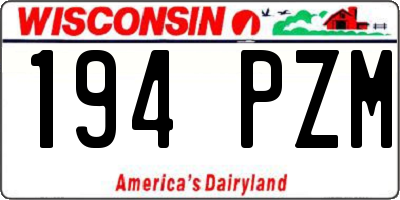 WI license plate 194PZM
