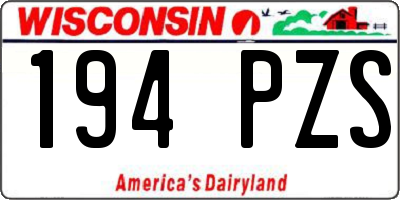 WI license plate 194PZS