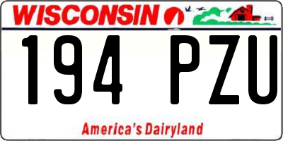 WI license plate 194PZU
